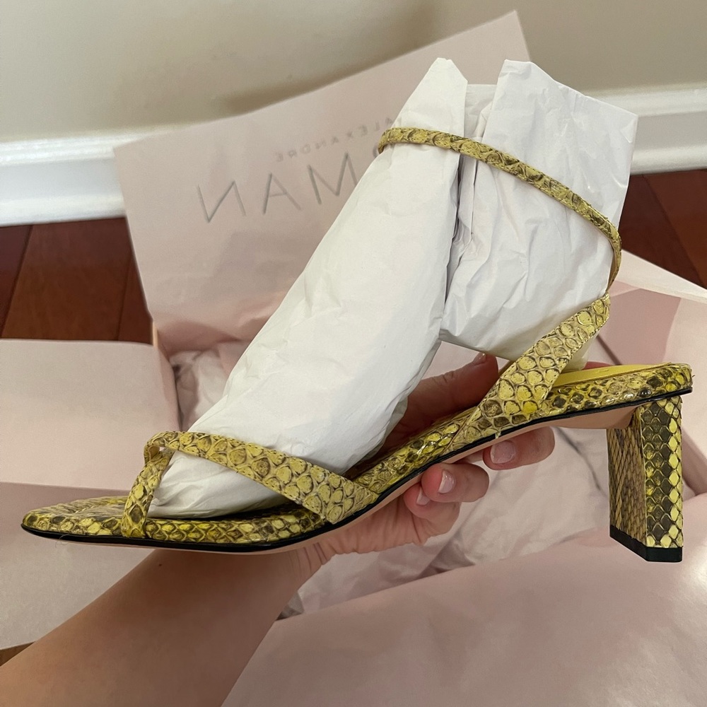 BNWT Alexandre Birman Nelly Python Leather Heeled Sandals 38